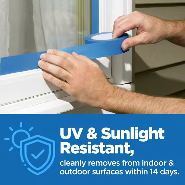 UV Resistance 14 Days No Residue High Adhesive Crepe Paper Masking Tape Blue